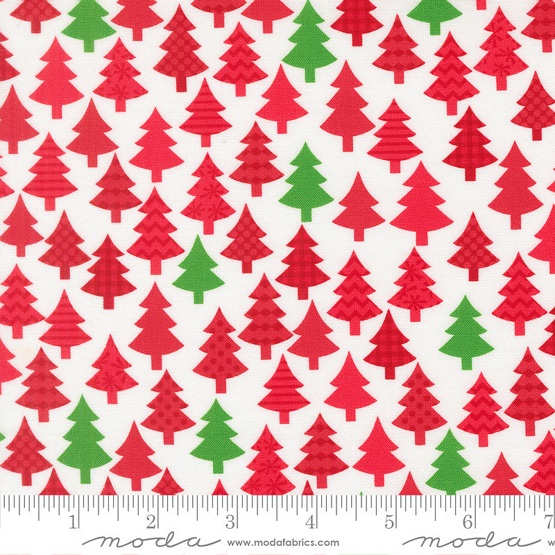 Snow Time Christmas Trees Poinsettia Red