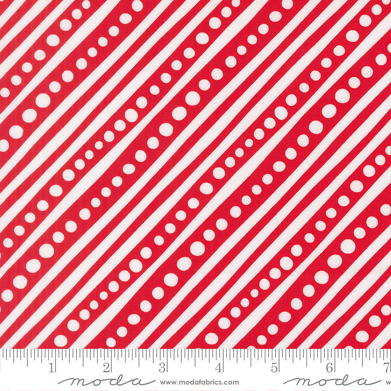 Snow Time Dotted Stripes Poinsettia Red