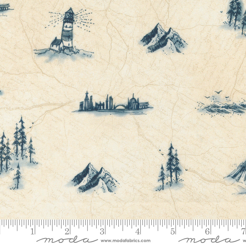 Moda Longshore Bucket List Flag 1 Yard Cut