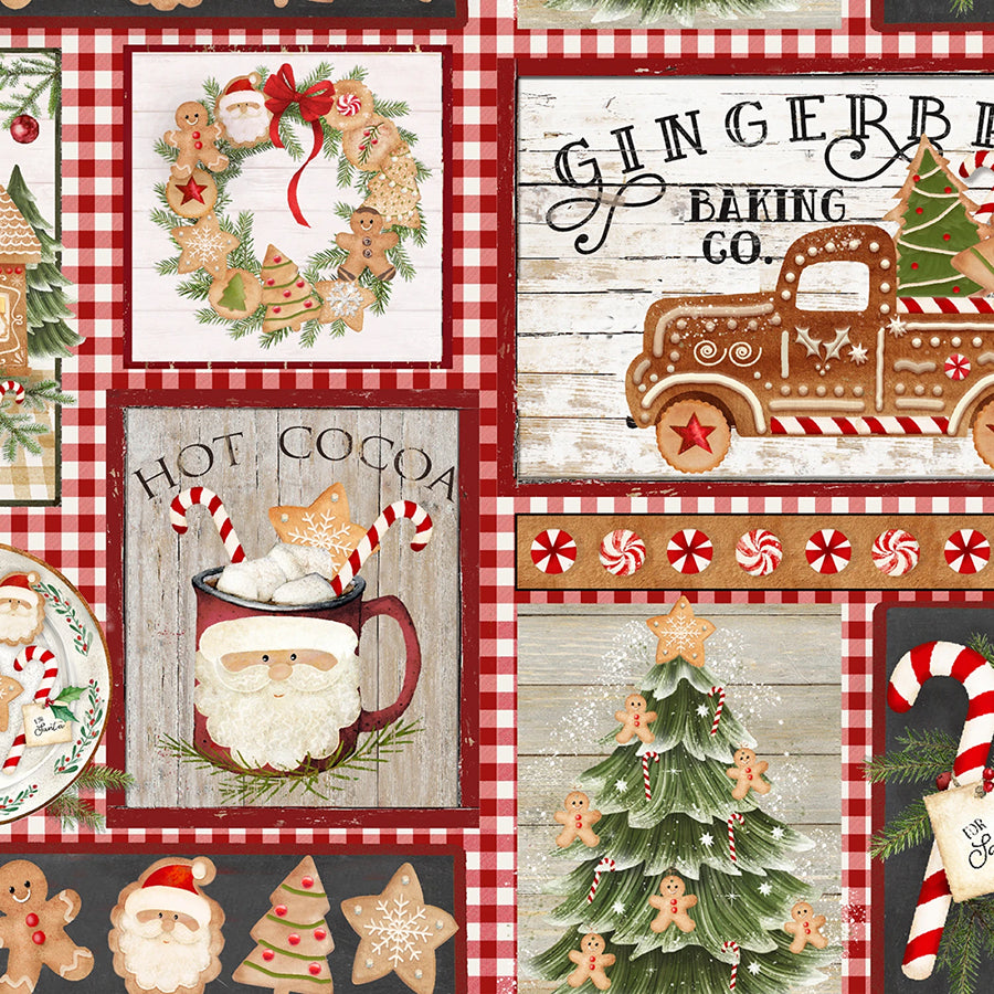 3 Wishes Very Merry Gingerbread Patch Multi 1 Yard Cut