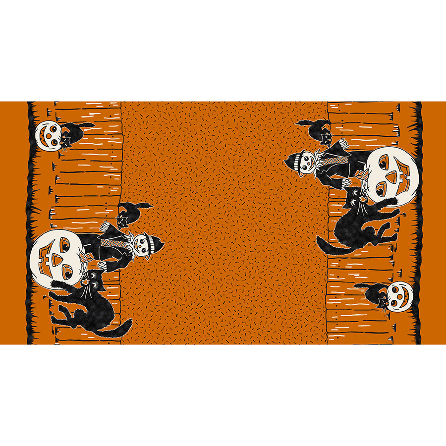 Mr. Moon 24" Cat Scarecrow Border Panel Orange