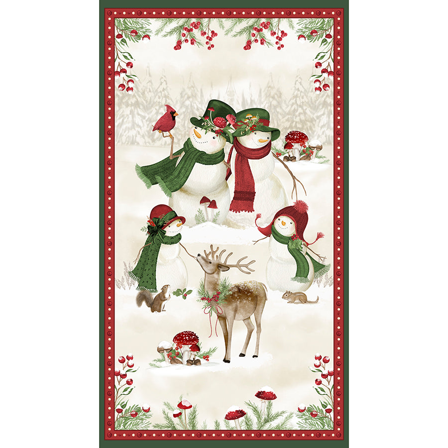Woodland Snowmen 24" Panel Multi