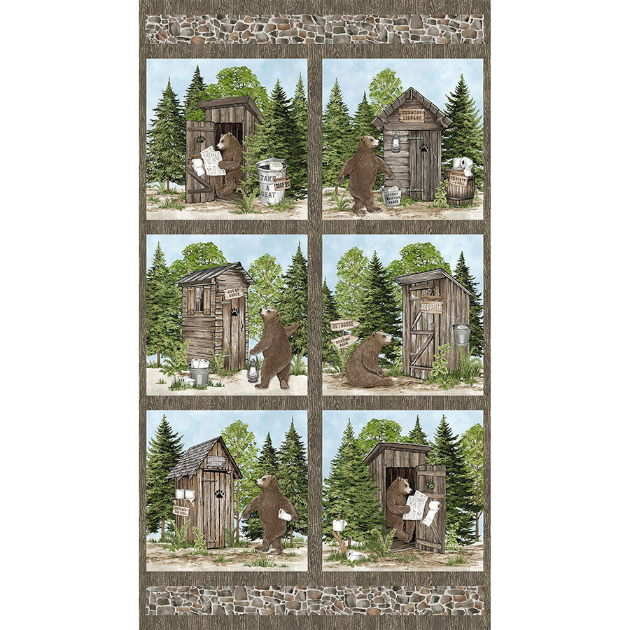 Bear Necessities 24" Bear Panel Brown Multi