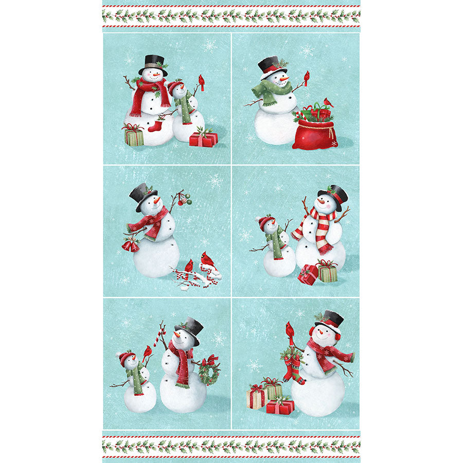 Holly Jolly 24" Blocks Panel Turquoise Multi