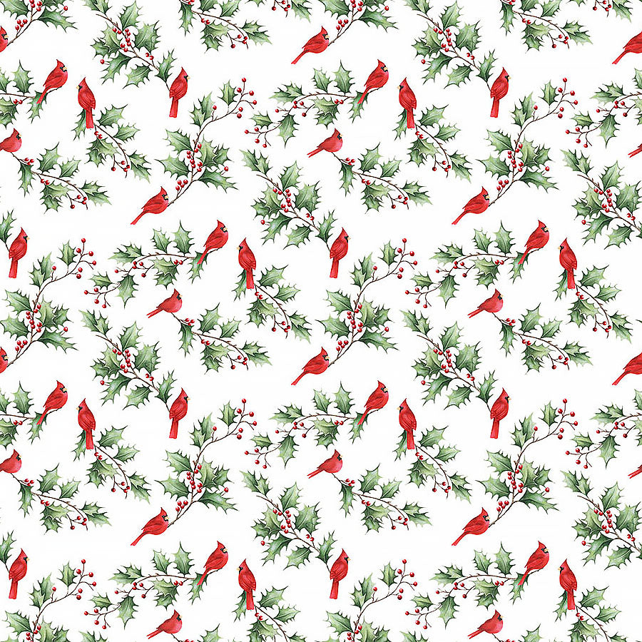 Holly Jolly Cardinal & Holly White Multi