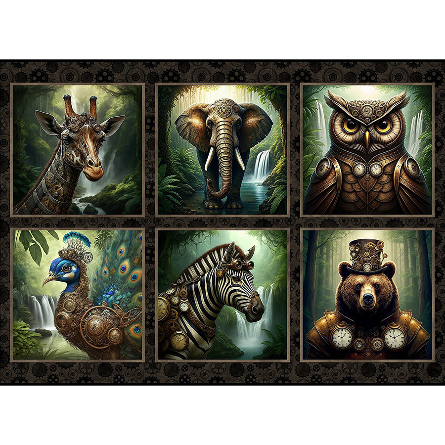 Steampunk Menagerie 31 ½" Panel Multi