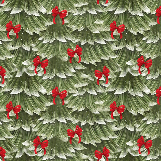 3 Wishes Very Merry Gingerbread Sweet Pine & Bows Green 1 Yard Cut - 3 Wishes Fabric from Fort Worth Fabric Studio
