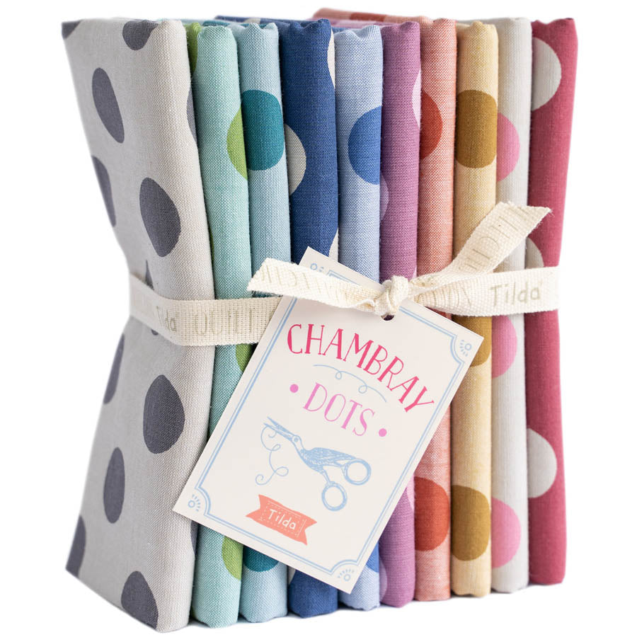 Tilda Chambray Dots Fat Quarter Bundle-10 Fabrics