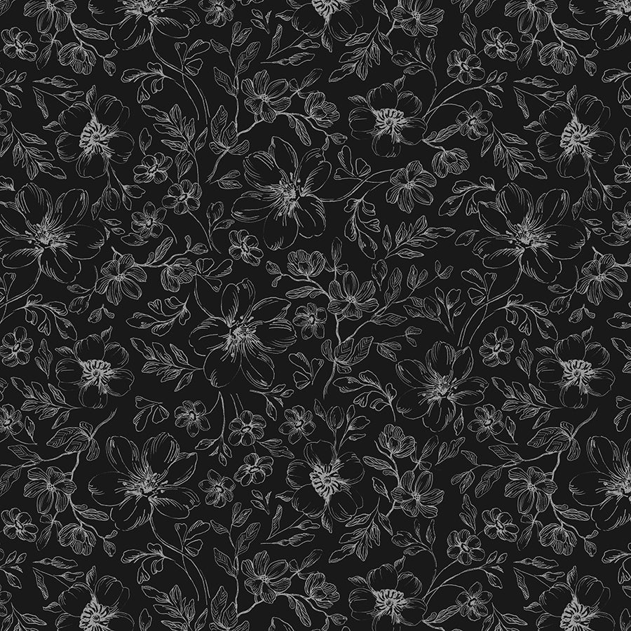 Scarlet Dreams Floral Toile Black