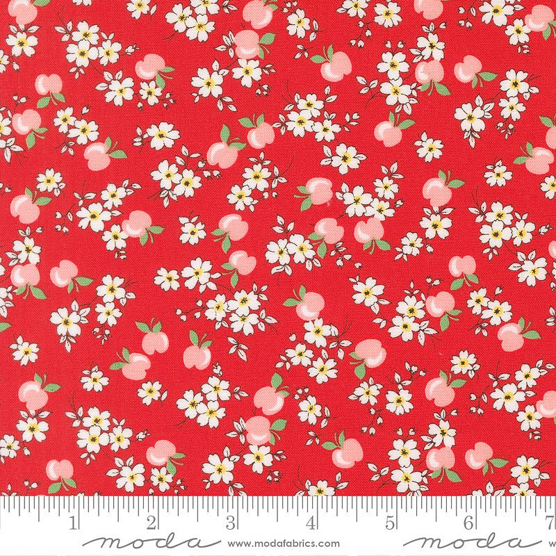 30's Playtime Apple Florals Scarlet - Moda from Fort Worth Fabric Studio