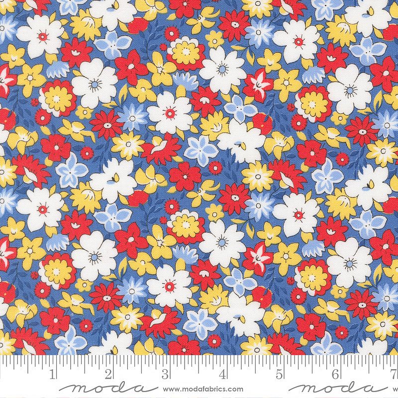 30's Playtime Bouncy Florals Bluebell - Moda from Fort Worth Fabric Studio