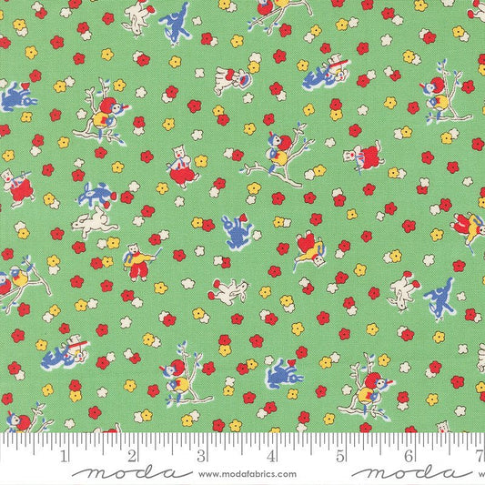 30's Playtime Frolicking Animals Aloe - Moda from Fort Worth Fabric Studio