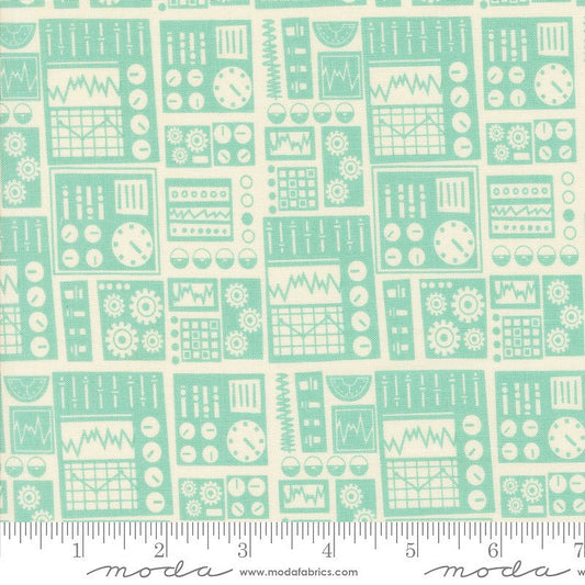 321 Blast Off Radio Dashboard Blue Nebula - Moda from Fort Worth Fabric Studio