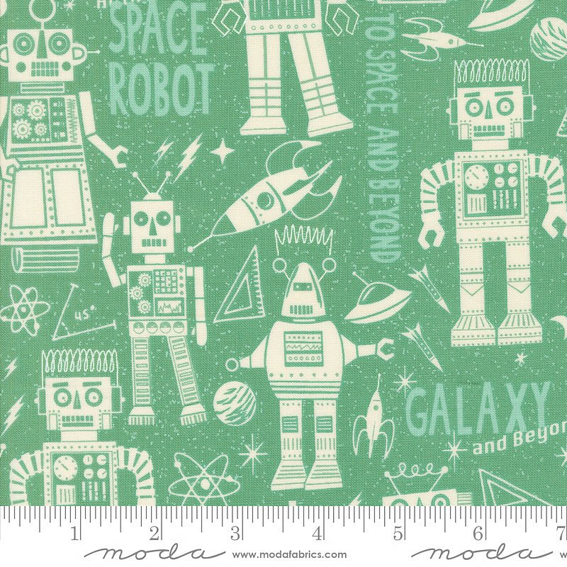 321 Blast Off Space Robots Neptune - Moda from Fort Worth Fabric Studio