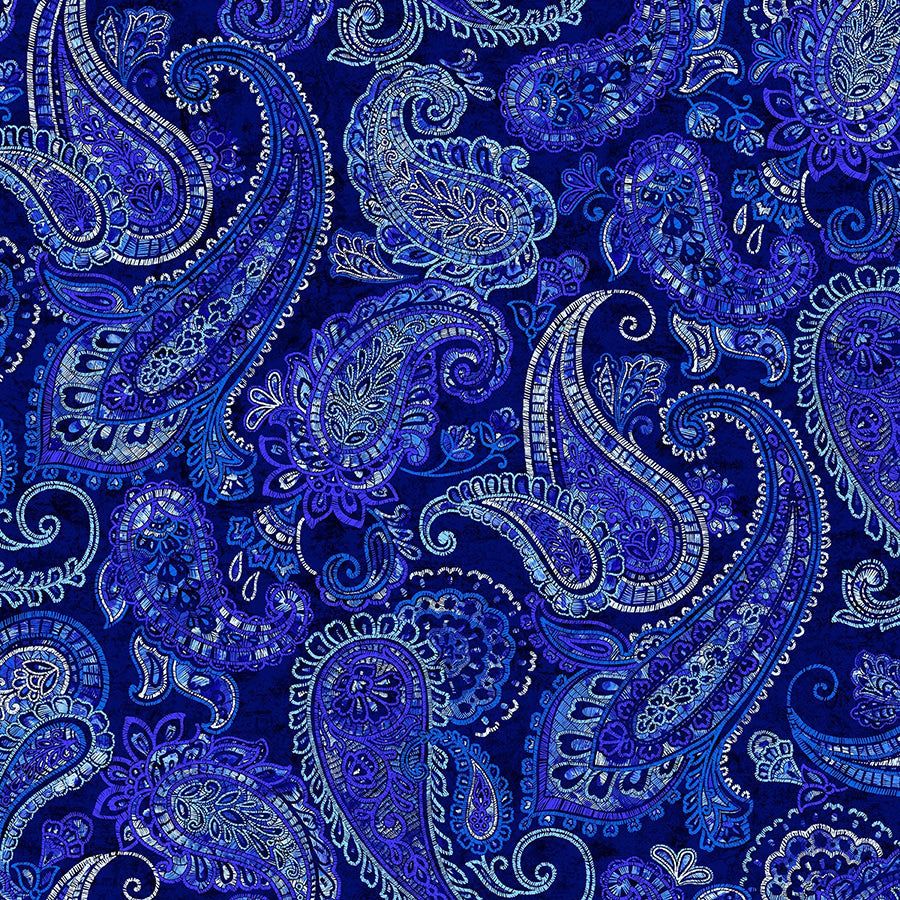 118"  Wide Quilt Backing Parkside Paisley Royal from Henry Glass 3 YARD CUT