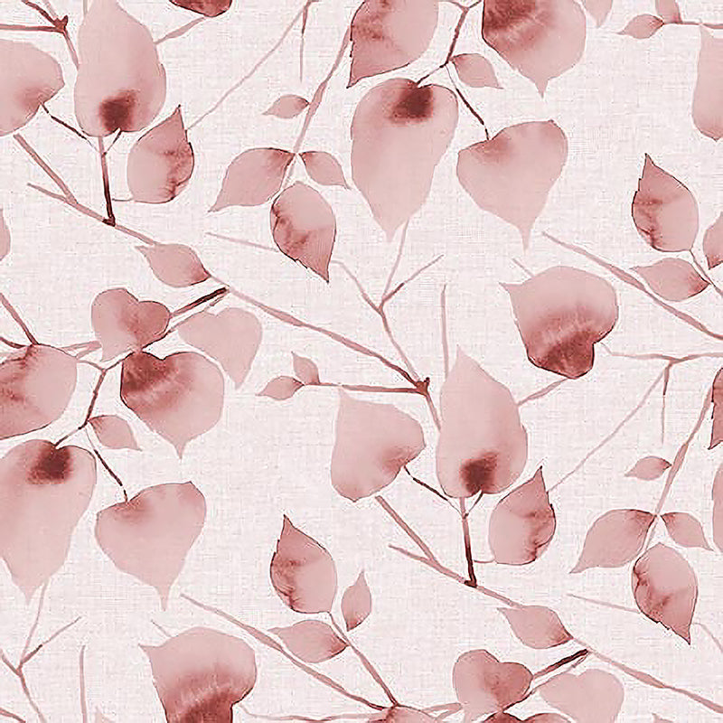 108" Wide Quilt Backing Eden Water Color Leaves Mauve