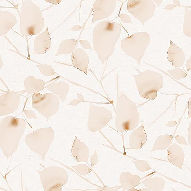 108" Wide Quilt Backing Eden Water Color Leaves Ivory
