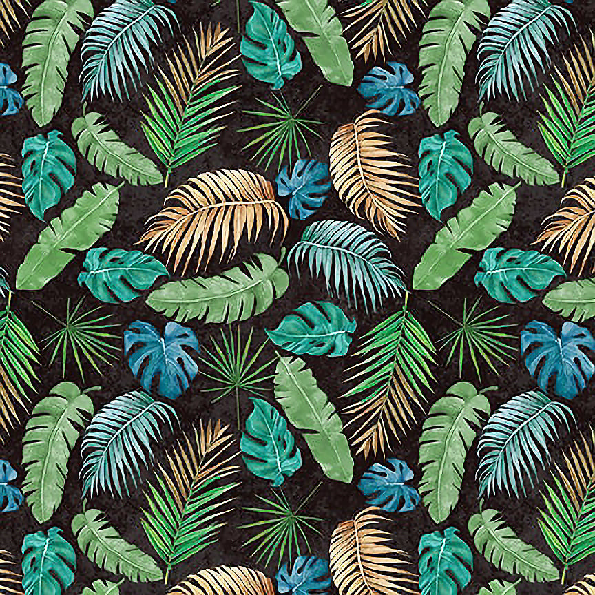 Safari Sights Leaves Black