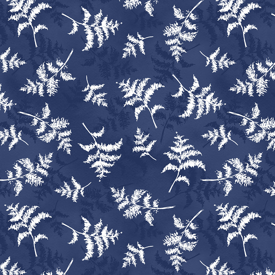 Dreaming in Blue Fern Toss Dark Blue