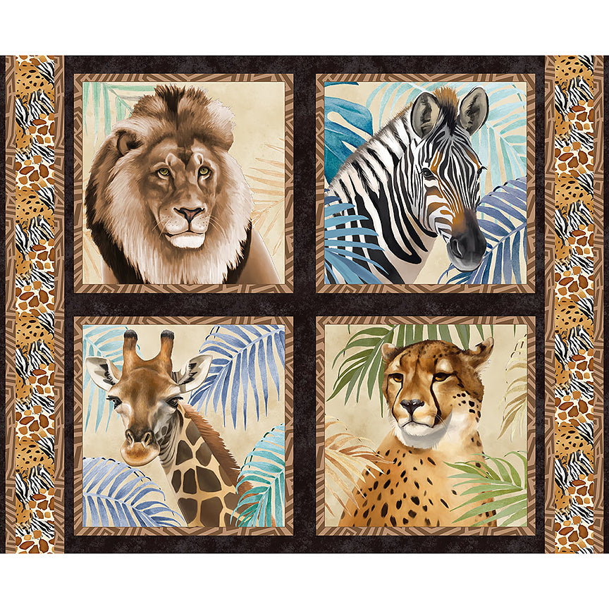 Safari Sights 36" Pillow Block Panel Sand