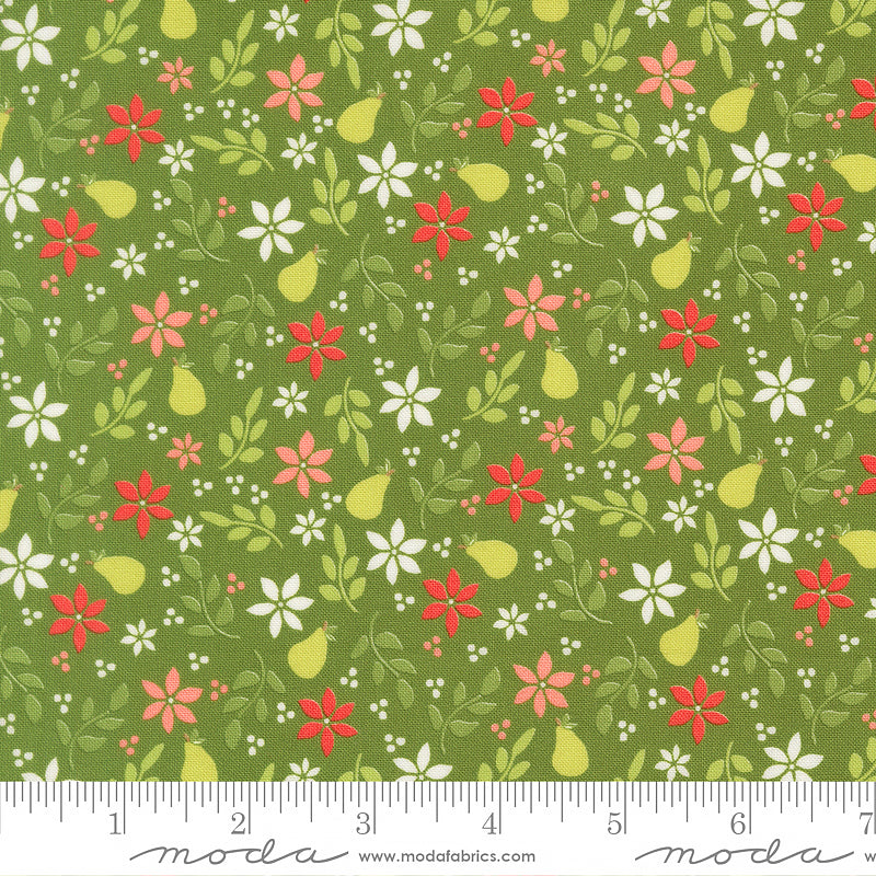 Poinsettia & Pear Florals & Pears Evergreen