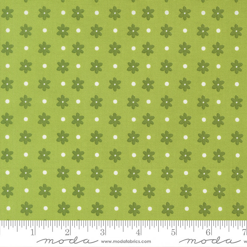 Poinsettia & Pear Daisy Dots Fresh Grass