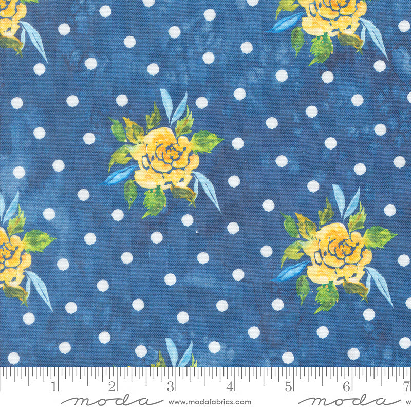 Moda Sunshine & Blue Skies Rosey Dots CANVAS Lake 1 Yard Cut