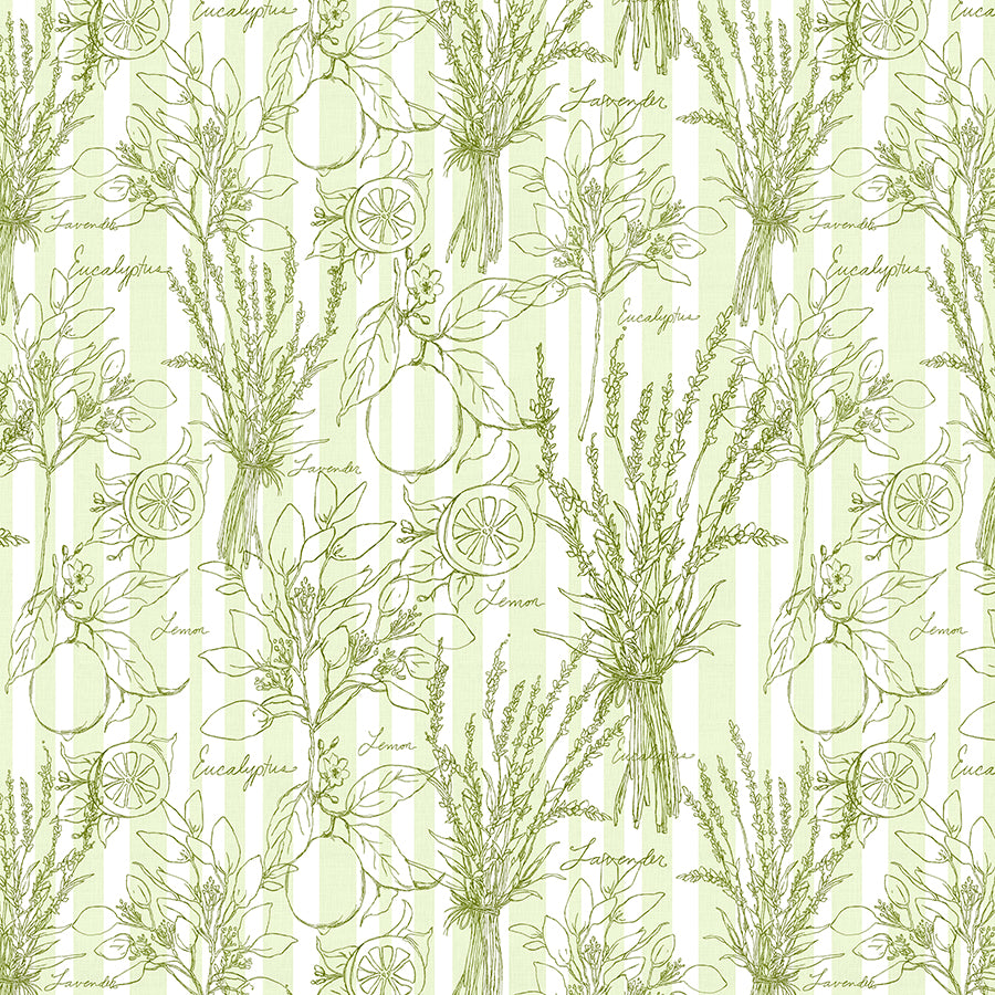 Lavender Lemonade Toile Stripe Lime