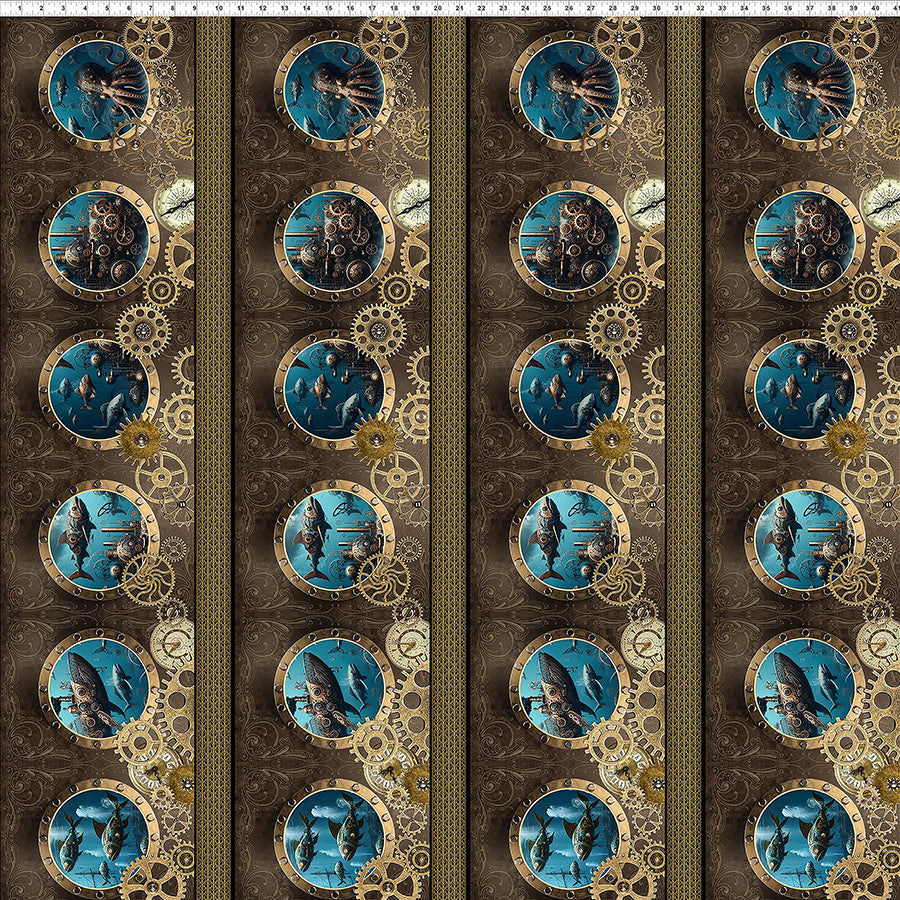 Steampunk Menagerie Border Stripe Multi