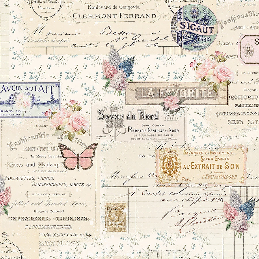 Parisian Snippets Labels & Butterflies Ecru