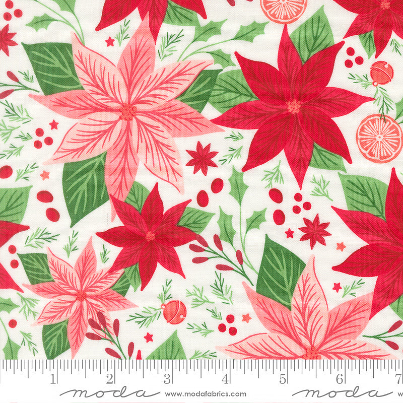 Merrily on High Poinsettia Florals Snow