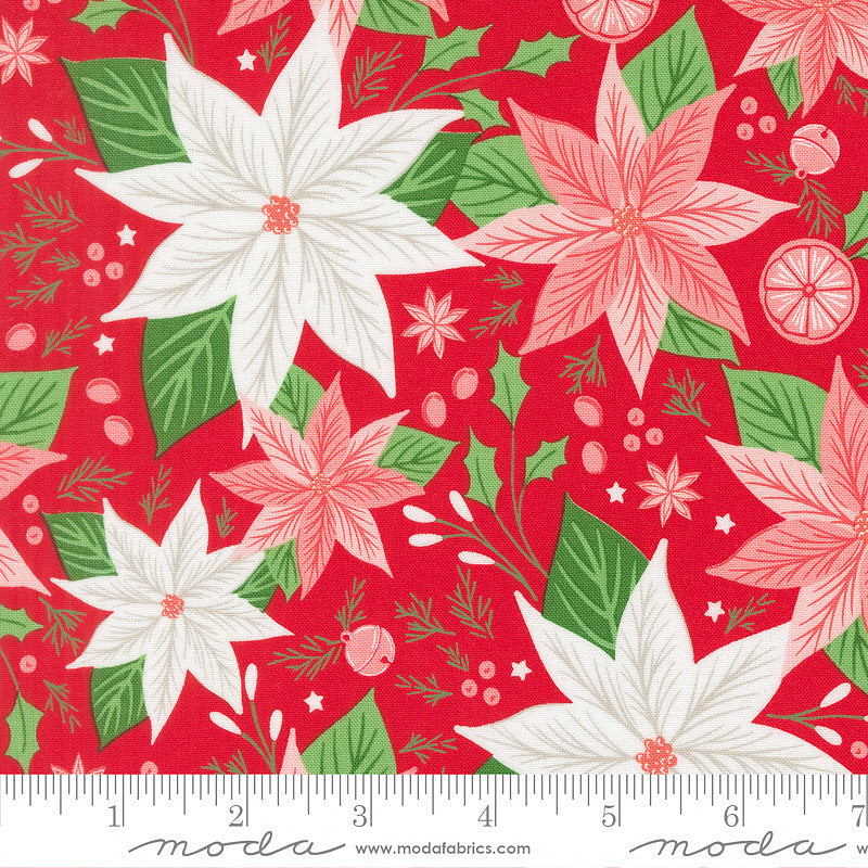 Merrily on High Poinsettia Florals Christmas Red