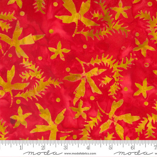 Moda Chroma Batiks Leaves Cherry 1 Yard Cut