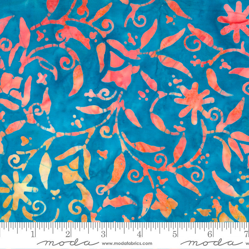 Chroma Batiks Florals Pacific Blue