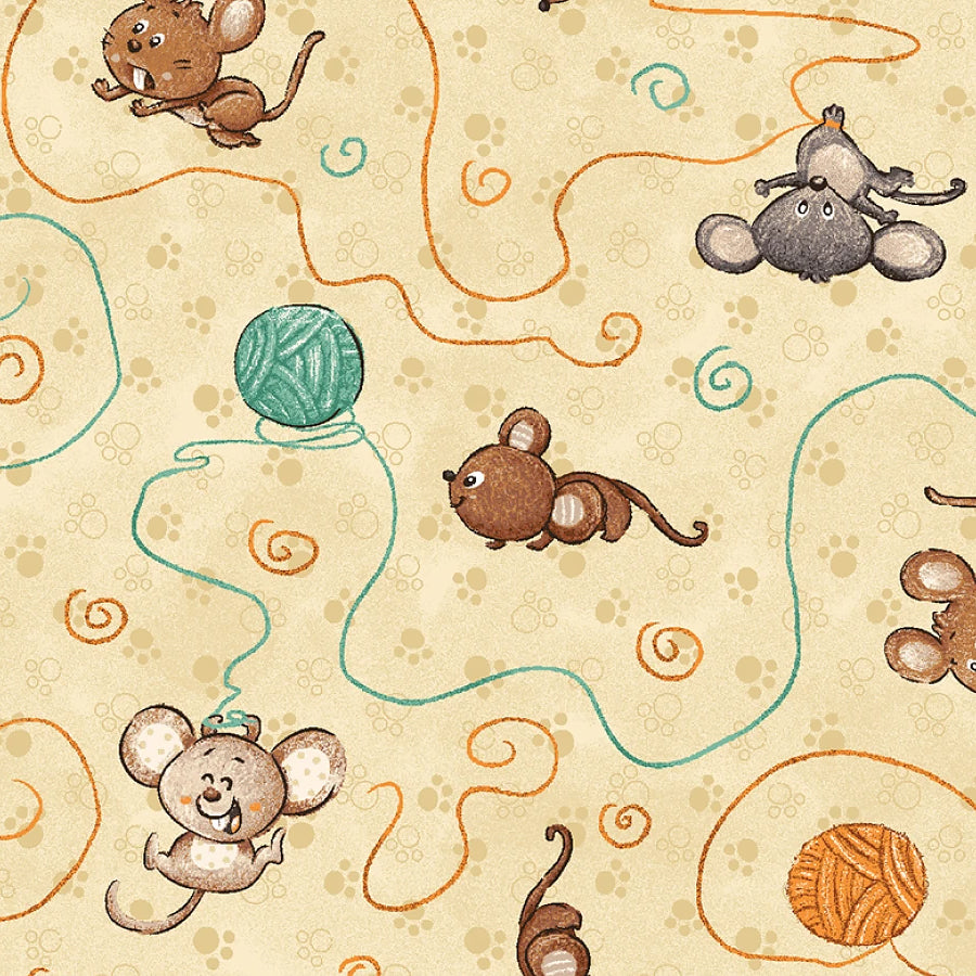Cat Hair Don't Care Playful Mice Tan