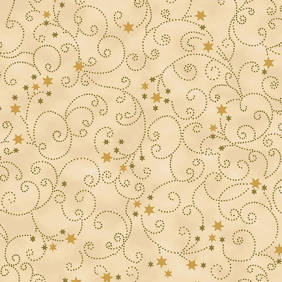 Snow Crystals Ornaments & Stars Beige/Gold Metallic