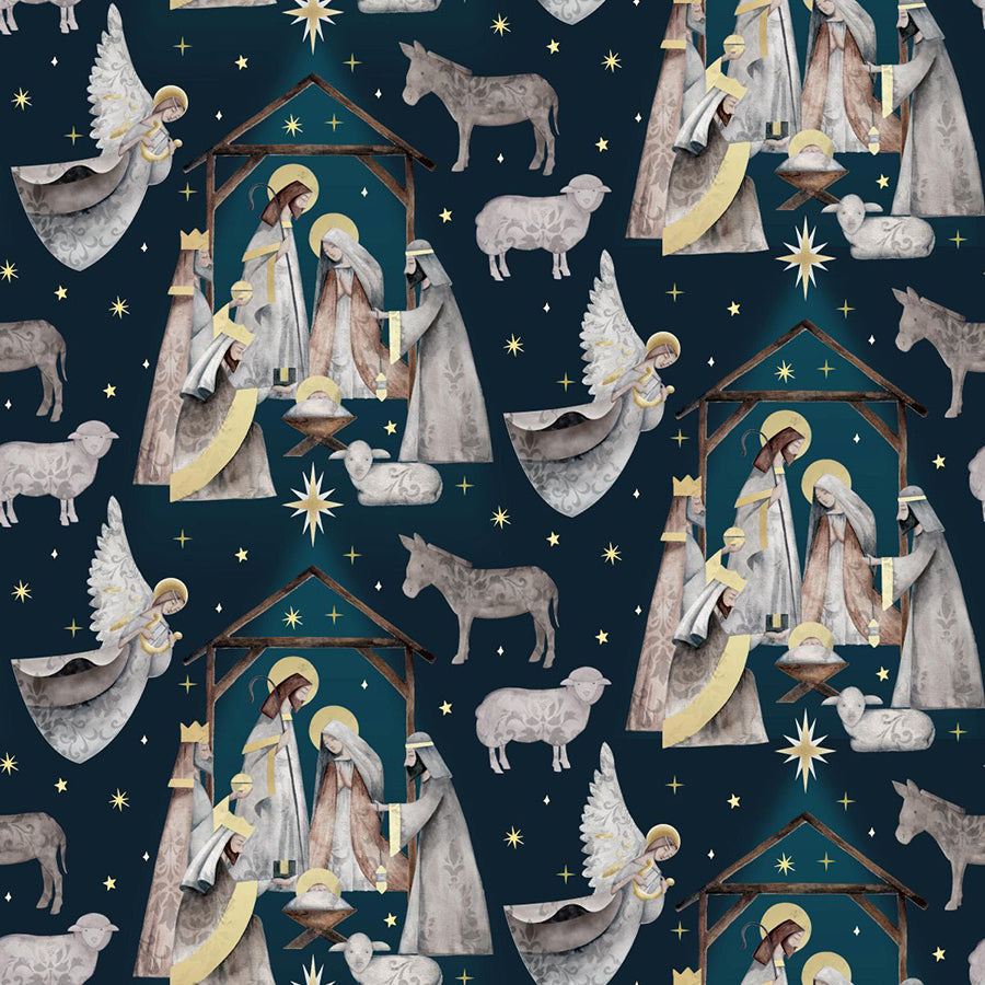Silent Night Nativity Navy