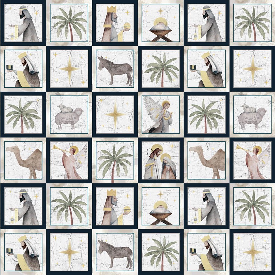 Silent Night Small Blocks Navy