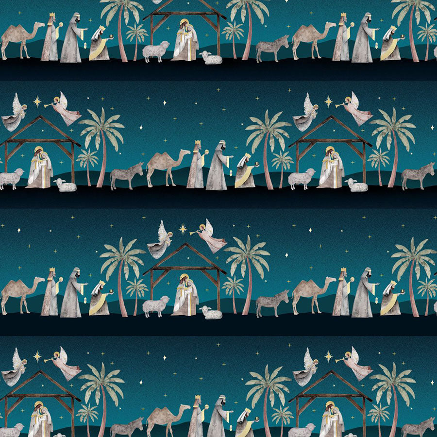 Silent Night Border Stripe Navy