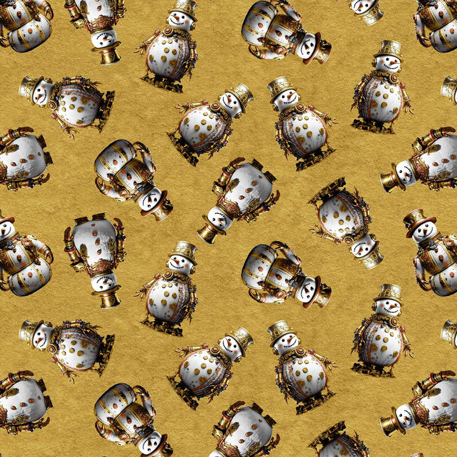Gears & Garland Snowmen Gold