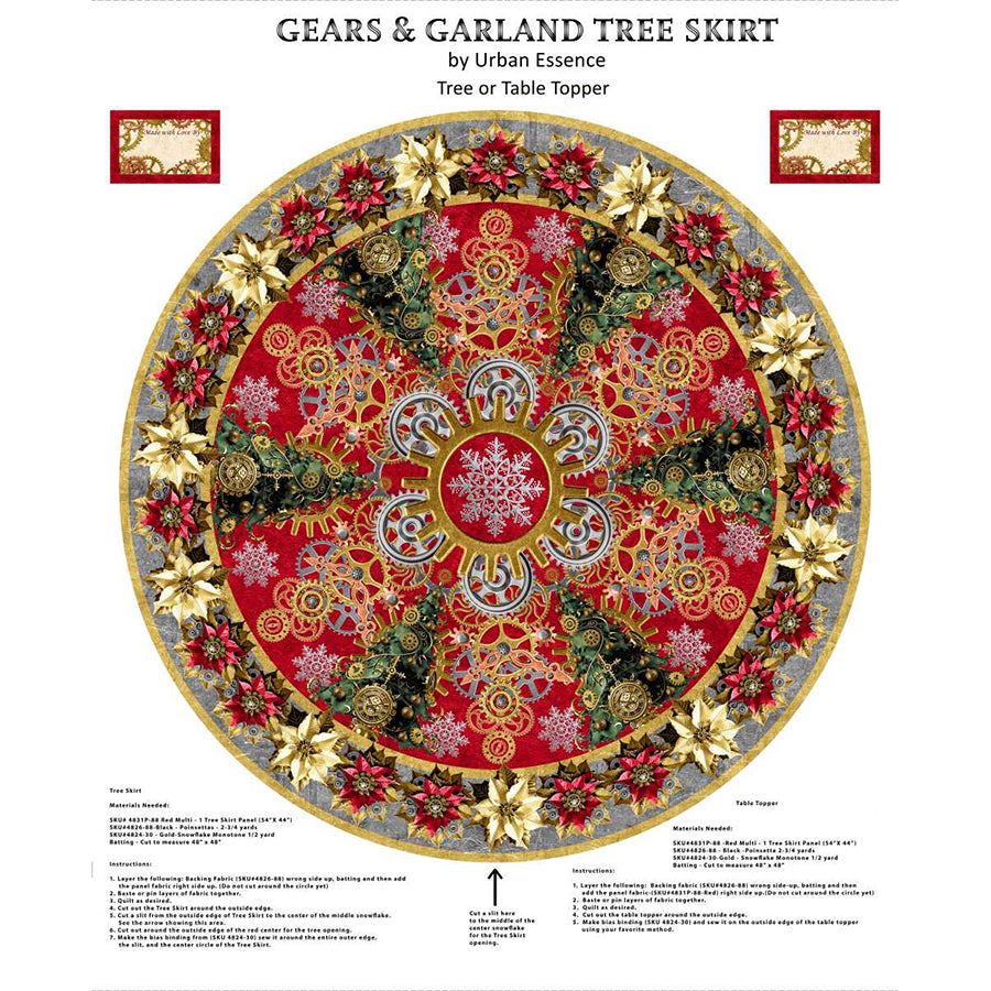 Gears & Garland 36" Skirt Panel Red