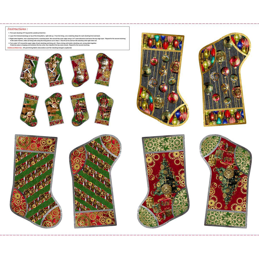 Gears & Garland 36" Stockings Panel Red