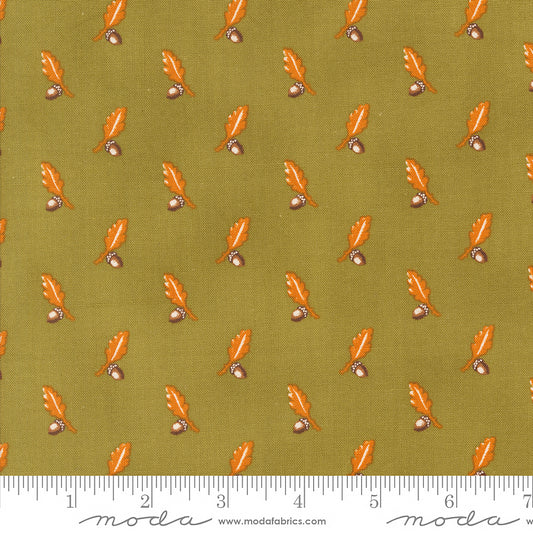 Moda Pumpkin Spice Gatherings Acorn & Oak Basil 1 Yard Cut