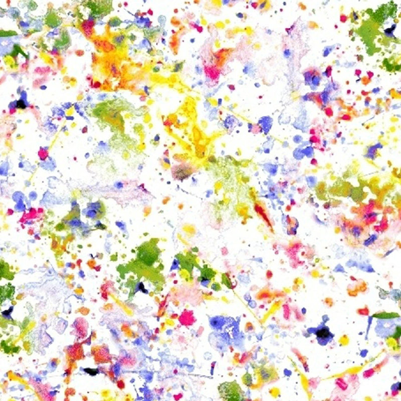 108" Wide Quilt Backing Paint Splatter White/Multi