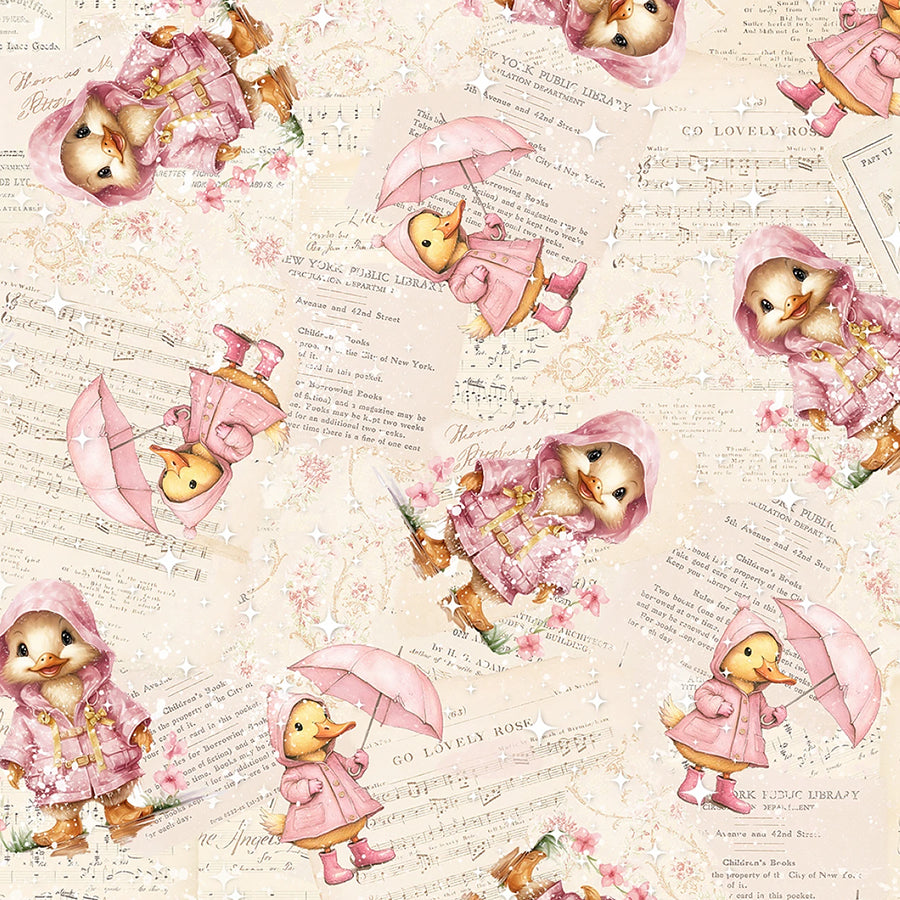 Sweet Spring Baby Ducks in Raincoats Cream