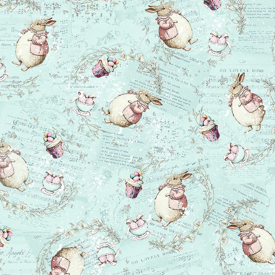 Sweet Spring Bunnies & Wreaths Blue