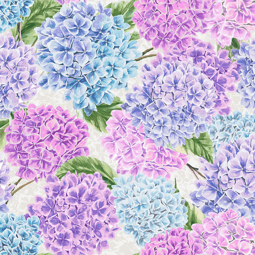 108" Wide Quilt Backing Hydrangeas In Bloom Nantucket