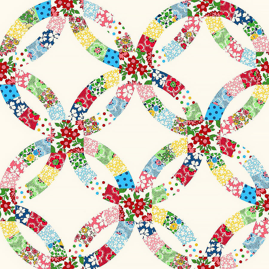 108" Wide Quilt Backing Wedding Ring Multi