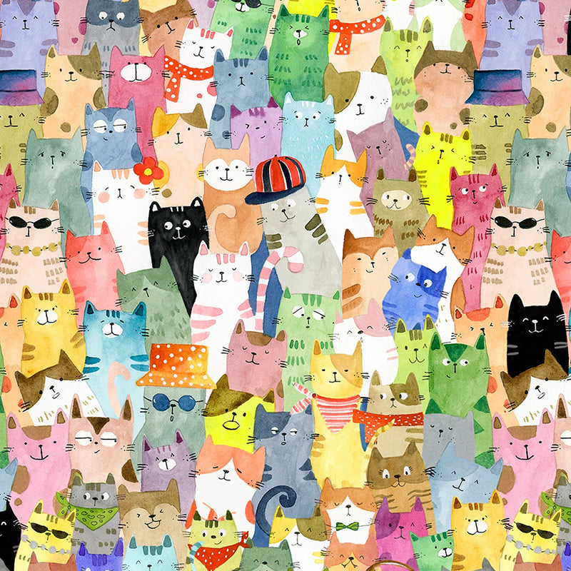 108" Quilt Backs Full of Purrsonality Multi from Windham 3 YARD CUT