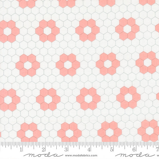 Moda A Cat Named Stitch Quilted Hexagons Cream Blush 1 Yard Cut